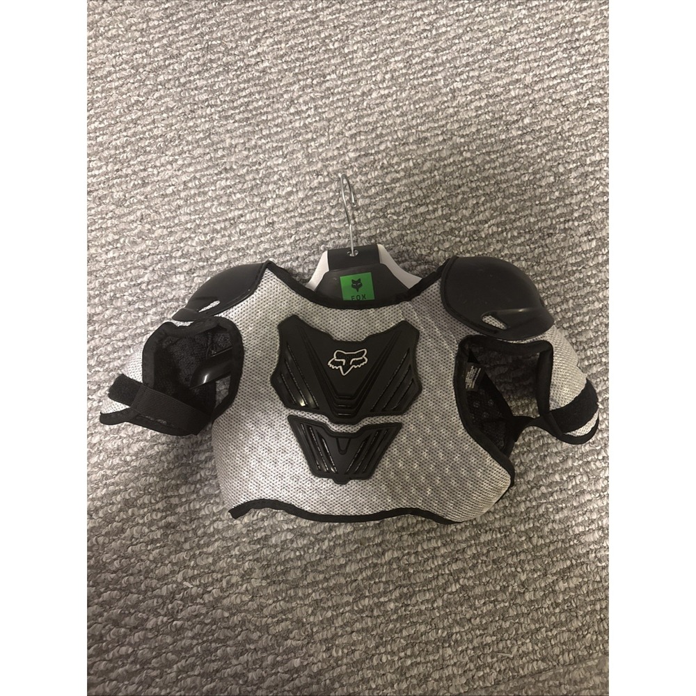 Fox Racing Youth Black/Silver Pee Wee R3 Roost Guard Chest Protector Motocross